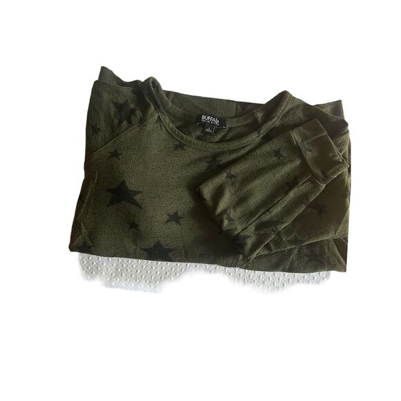 Buffalo David Bitton Olive Green Star Print Long Sleeve Casual Sweater Size L - Picture 8 of 10